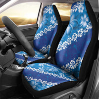 Vintage Blue Polynesia Car Seat Cover Plumeria With Hibiscus Tropical Vibes
