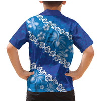 Vintage Blue Polynesia Family Matching Mermaid Dress and Hawaiian Shirt Plumeria With Hibiscus Tropical Vibes