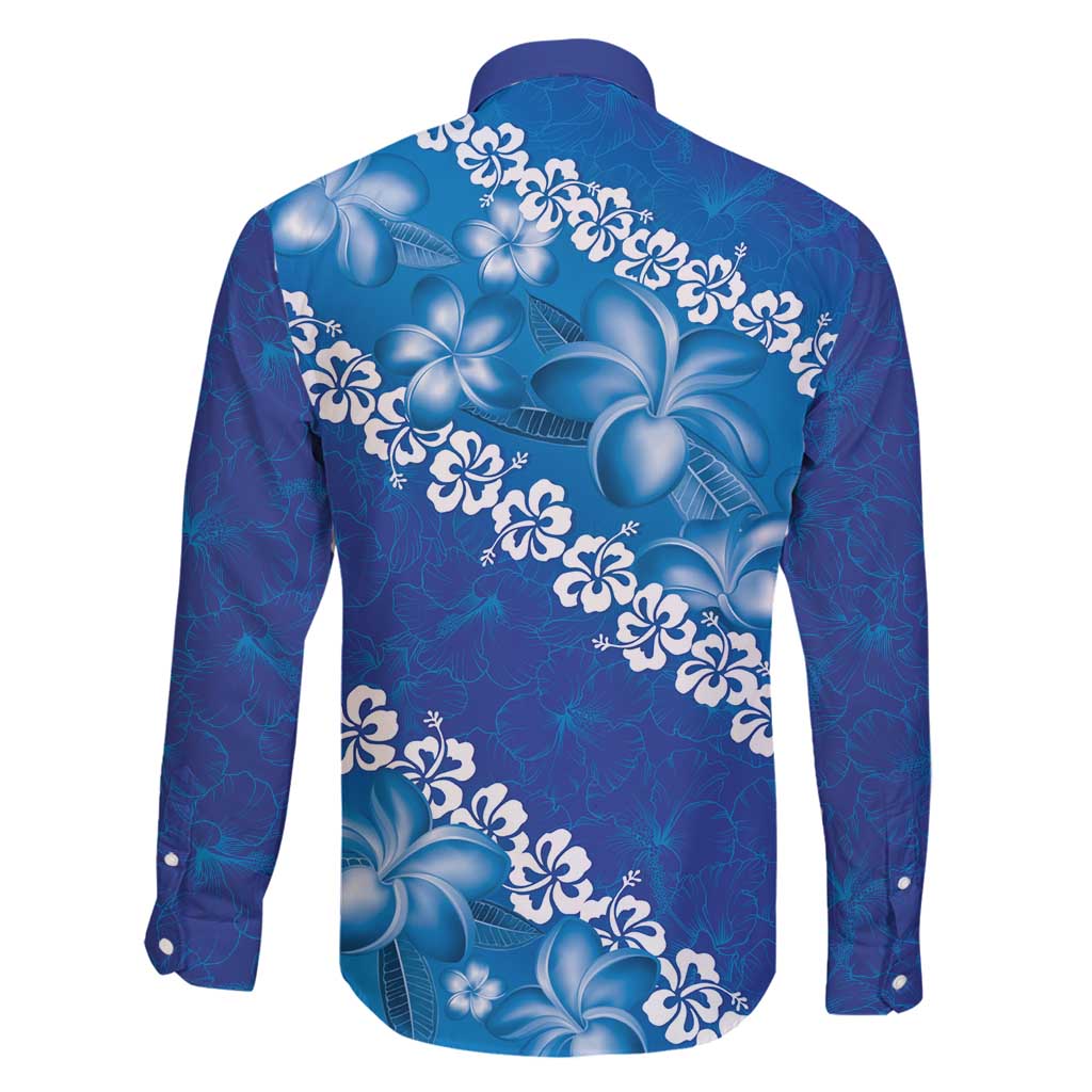 Vintage Blue Polynesia Family Matching Mermaid Dress and Hawaiian Shirt Plumeria With Hibiscus Tropical Vibes