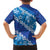 Vintage Blue Polynesia Family Matching Short Sleeve Bodycon Dress and Hawaiian Shirt Plumeria With Hibiscus Tropical Vibes