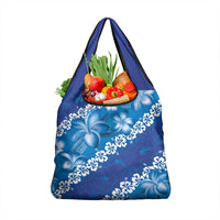 Vintage Blue Polynesia Grocery Bag Plumeria With Hibiscus Tropical Vibes