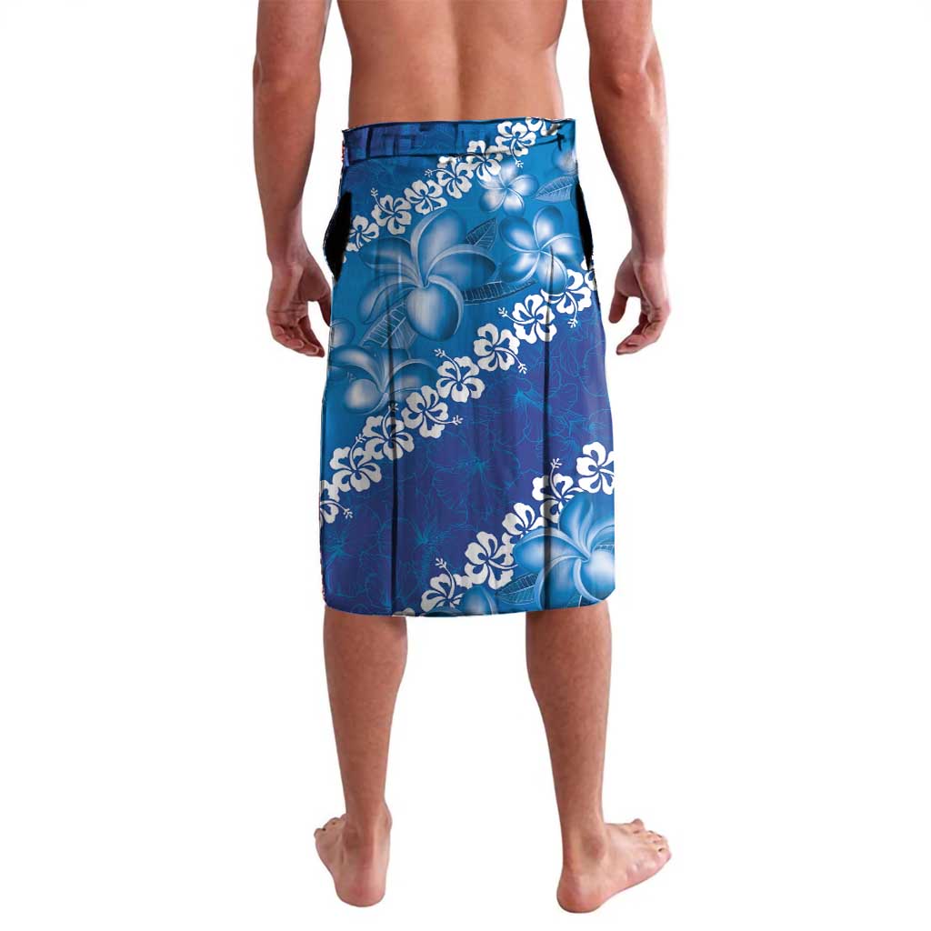 Vintage Blue Polynesia Lavalava Plumeria With Hibiscus Tropical Vibes
