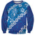 Vintage Blue Polynesia Sweatshirt Plumeria With Hibiscus Tropical Vibes
