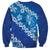 Vintage Blue Polynesia Sweatshirt Plumeria With Hibiscus Tropical Vibes