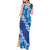 Vintage Blue Polynesia Tank Maxi Dress Plumeria With Hibiscus Tropical Vibes