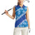 Vintage Blue Polynesia Women Sleeveless Polo Shirt Plumeria With Hibiscus Tropical Vibes