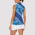 Vintage Blue Polynesia Women Sleeveless Polo Shirt Plumeria With Hibiscus Tropical Vibes
