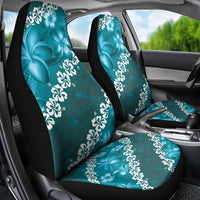 Vintage Dark Cyan Polynesia Car Seat Cover Plumeria With Hibiscus Tropical Vibes