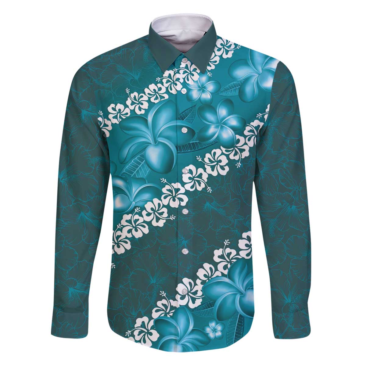Vintage Dark Cyan Polynesia Family Matching Puletasi and Hawaiian Shirt Plumeria With Hibiscus Tropical Vibes