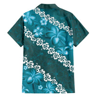 Vintage Dark Cyan Polynesia Family Matching Tank Maxi Dress and Hawaiian Shirt Plumeria With Hibiscus Tropical Vibes
