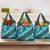 Vintage Dark Cyan Polynesia Grocery Bag Plumeria With Hibiscus Tropical Vibes