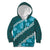 Vintage Dark Cyan Polynesia Kid Hoodie Plumeria With Hibiscus Tropical Vibes