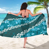 Vintage Dark Cyan Polynesia Sarong Plumeria With Hibiscus Tropical Vibes