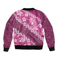 Vintage Pink Polynesia Bomber Jacket Plumeria With Hibiscus Tropical Vibes