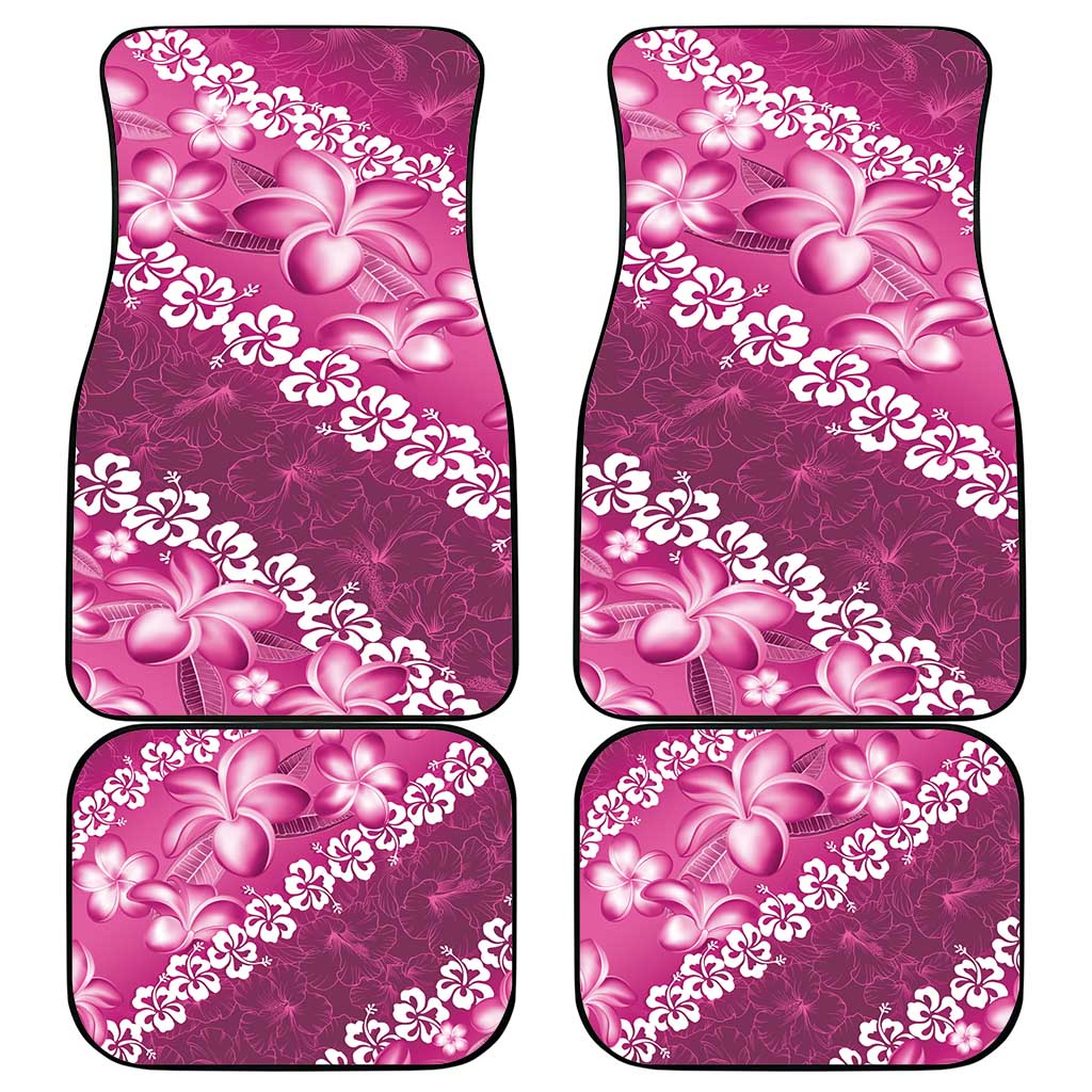 Vintage Pink Polynesia Car Mats Plumeria With Hibiscus Tropical Vibes