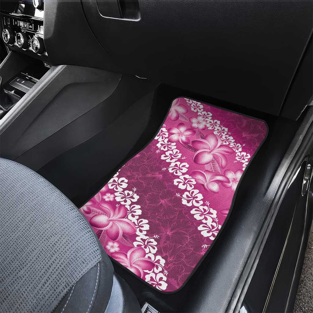 Vintage Pink Polynesia Car Mats Plumeria With Hibiscus Tropical Vibes