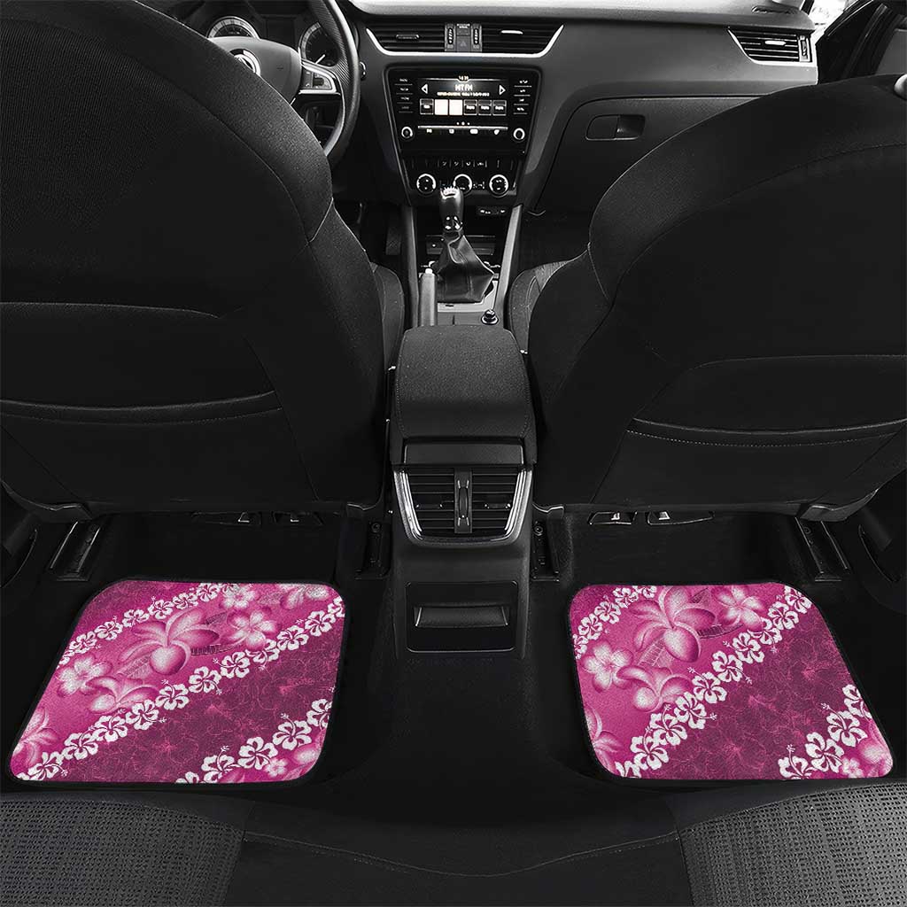 Vintage Pink Polynesia Car Mats Plumeria With Hibiscus Tropical Vibes