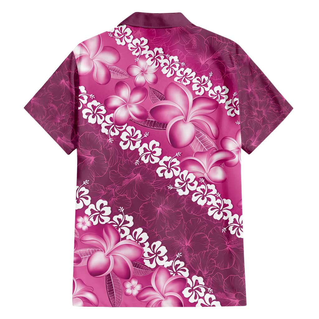 Vintage Pink Polynesia Family Matching Long Sleeve Bodycon Dress and Hawaiian Shirt Plumeria With Hibiscus Tropical Vibes