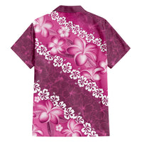 Vintage Pink Polynesia Family Matching Long Sleeve Bodycon Dress and Hawaiian Shirt Plumeria With Hibiscus Tropical Vibes