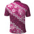 Vintage Pink Polynesia Polo Shirt Plumeria With Hibiscus Tropical Vibes