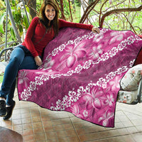 Vintage Pink Polynesia Quilt Plumeria With Hibiscus Tropical Vibes