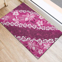 Vintage Pink Polynesia Rubber Doormat Plumeria With Hibiscus Tropical Vibes