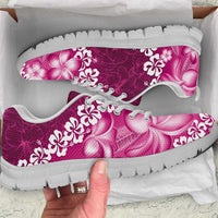 Vintage Pink Polynesia Sneakers Plumeria With Hibiscus Tropical Vibes