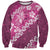 Vintage Pink Polynesia Sweatshirt Plumeria With Hibiscus Tropical Vibes