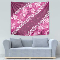 Vintage Pink Polynesia Tapestry Plumeria With Hibiscus Tropical Vibes