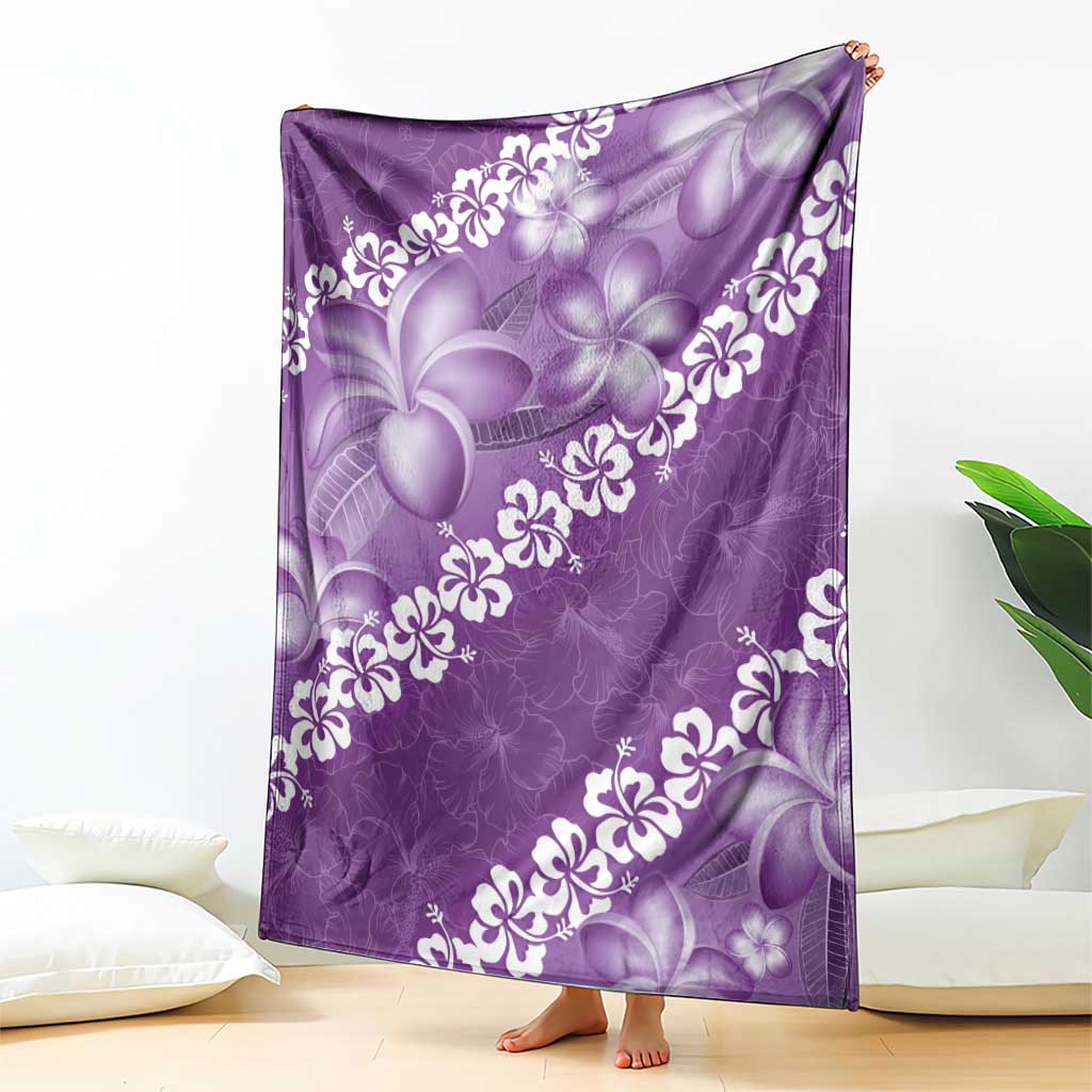 Vintage Purple Polynesia Blanket Plumeria With Hibiscus Tropical Vibes