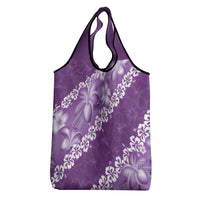 Vintage Purple Polynesia Grocery Bag Plumeria With Hibiscus Tropical Vibes