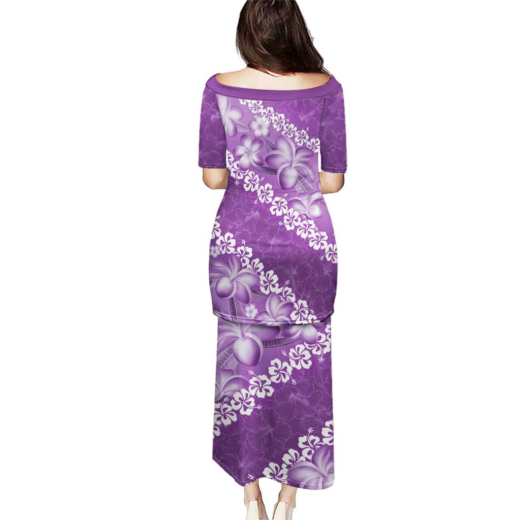 Vintage Purple Polynesia Puletasi Plumeria With Hibiscus Tropical Vibes