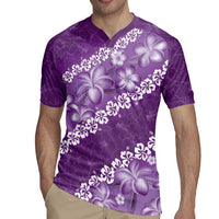 Vintage Purple Polynesia Rugby Jersey Plumeria With Hibiscus Tropical Vibes
