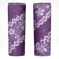 Vintage Purple Polynesia Skinny Tumbler Plumeria With Hibiscus Tropical Vibes