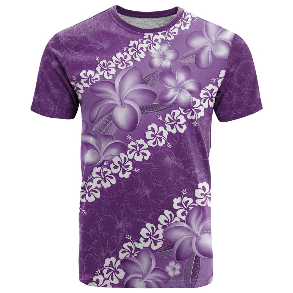 Vintage Purple Polynesia T Shirt Plumeria With Hibiscus Tropical Vibes