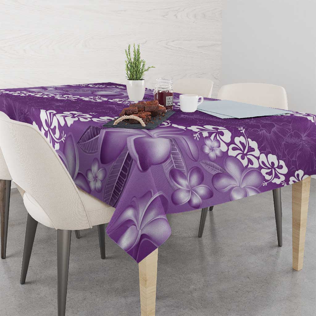 Vintage Purple Polynesia Tablecloth Plumeria With Hibiscus Tropical Vibes