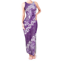 Vintage Purple Polynesia Tank Maxi Dress Plumeria With Hibiscus Tropical Vibes