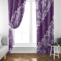 Vintage Purple Polynesia Window Curtain Plumeria With Hibiscus Tropical Vibes