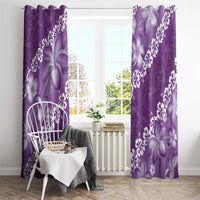 Vintage Purple Polynesia Window Curtain Plumeria With Hibiscus Tropical Vibes