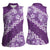 Vintage Purple Polynesia Women Sleeveless Polo Shirt Plumeria With Hibiscus Tropical Vibes