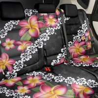Black Polynesia Back Car Seat Cover Plumeria With Hibiscus Pattern Tropical Vibes