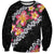 Black Polynesia Sweatshirt Plumeria With Hibiscus Pattern Tropical Vibes