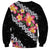 Black Polynesia Sweatshirt Plumeria With Hibiscus Pattern Tropical Vibes