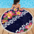 Blue Polynesia Beach Blanket Plumeria With Hibiscus Pattern Tropical Vibes