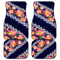 Blue Polynesia Car Mats Plumeria With Hibiscus Pattern Tropical Vibes