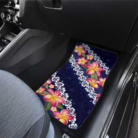 Blue Polynesia Car Mats Plumeria With Hibiscus Pattern Tropical Vibes