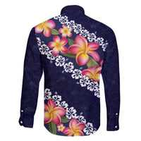 Blue Polynesia Family Matching Off Shoulder Short Dress and Hawaiian Shirt Plumeria With Hibiscus Pattern Tropical Vibes