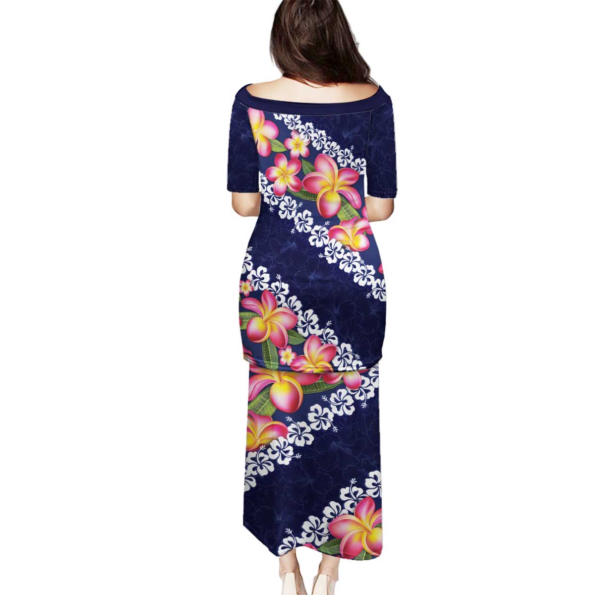 Blue Polynesia Family Matching Puletasi and Hawaiian Shirt Plumeria With Hibiscus Pattern Tropical Vibes