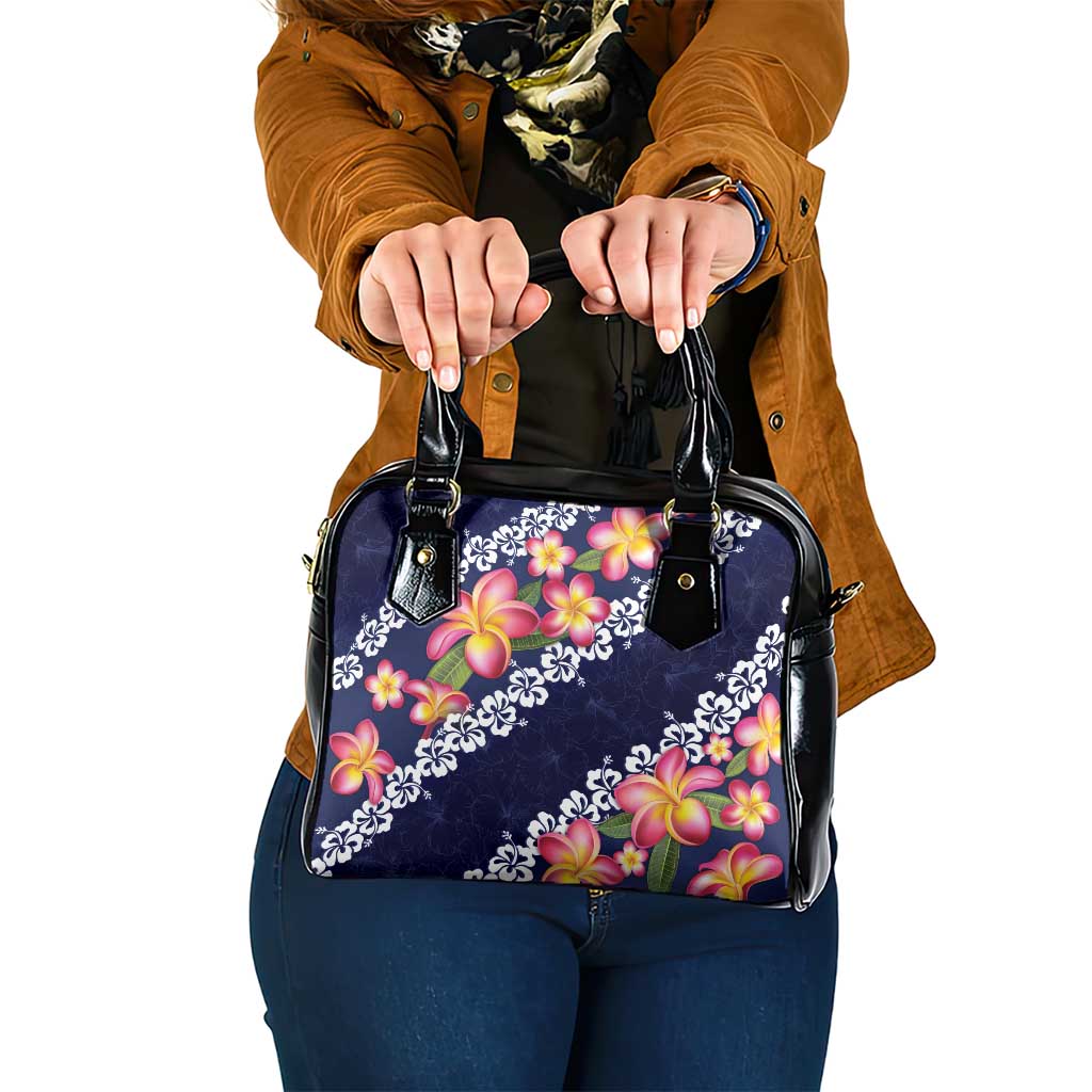 Blue Polynesia Shoulder Handbag Plumeria With Hibiscus Pattern Tropical Vibes LT14 One Size Blue - Polynesian Pride