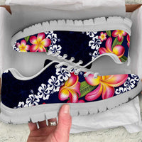Blue Polynesia Sneakers Plumeria With Hibiscus Pattern Tropical Vibes